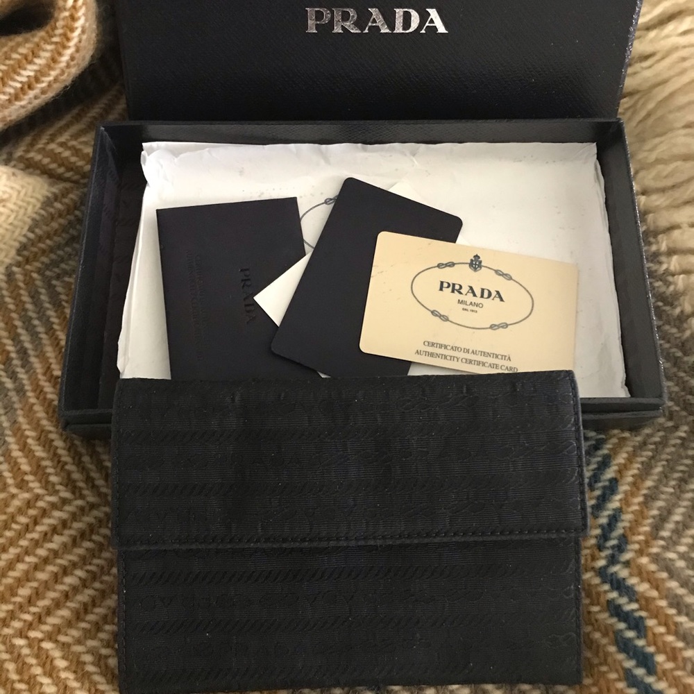 Prada cloth wallet used black